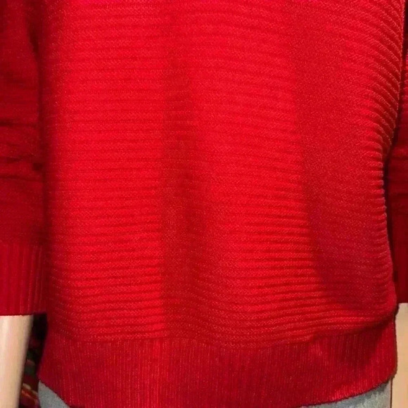 Eloquii women's red holiday Red Open V-Neck Sweater Cozy Knit size 16/18 - Picture 9 of 10